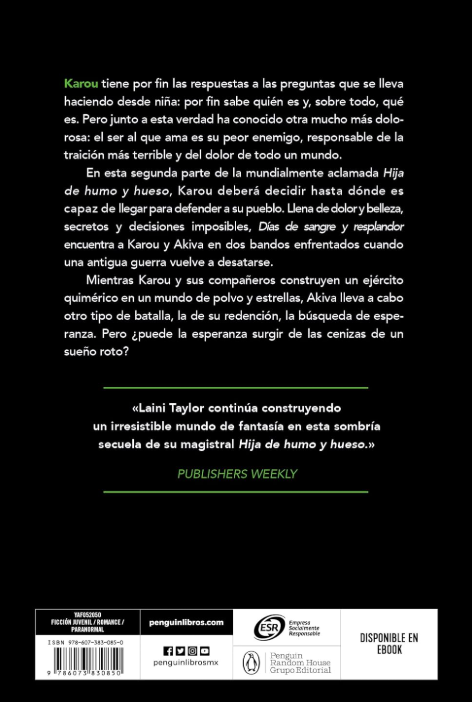 DIAS DE SANGRE Y RESPLANDOR - Saga Hija de humo y hueso (Libro 2)