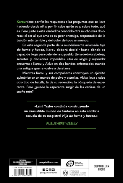 DIAS DE SANGRE Y RESPLANDOR - Saga Hija de humo y hueso (Libro 2)
